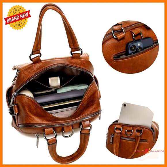Small Vegan Leather Backpack Purse with Multiple Pockets for Daily Use main image 5